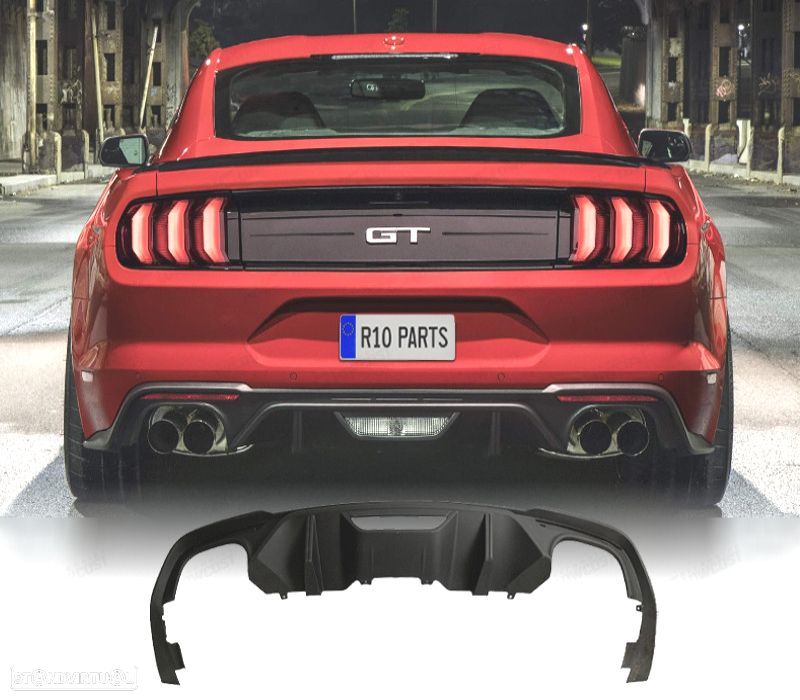 DIFUSOR FORD MUSTANG 18-20 LOOK GT SAIDA DUPLA - 1