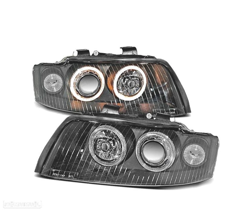 FARÓIS ANGEL EYES AUDI A4 B6 00-04 PRETOS - 1