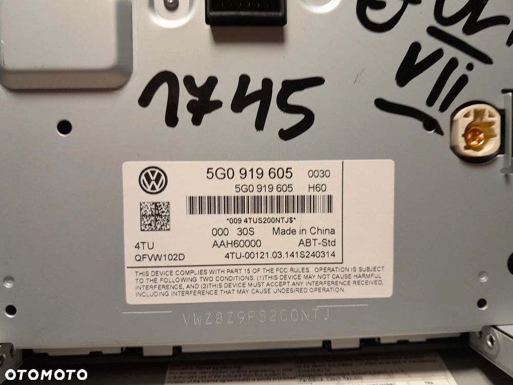 VW GOLF VII RADIO WYŚWIETLACZ CZYTNIK NAVIGACJI SSD 5G0035820A 5G0919605 - 13