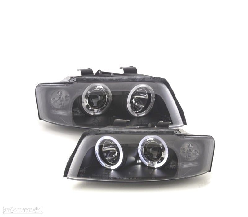 FARÓIS AUDI A4 B6 00-04 ANGEL EYES FUNDO PRETO - 1