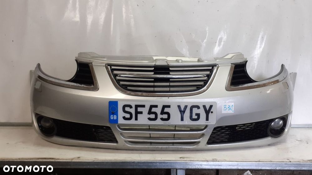 ^ ZDERZAK PRZÓD PRZEDNI SAAB 9-5 AERO SREBRNY HALOGEN - 1