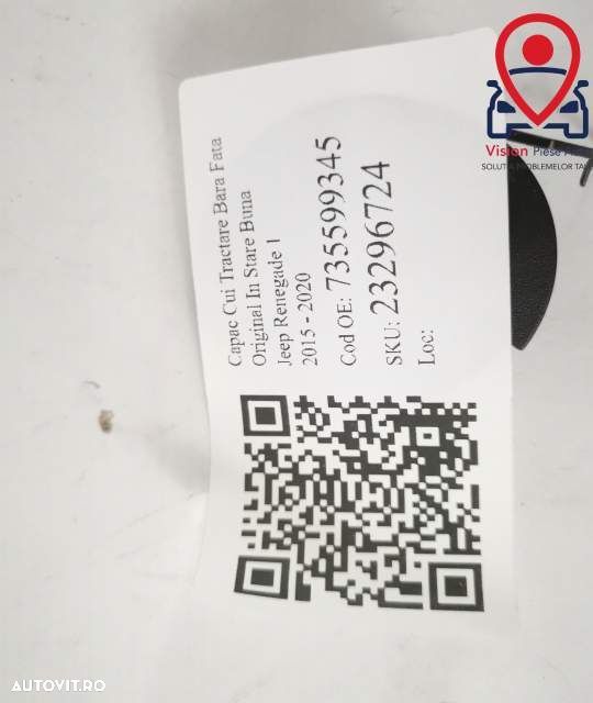 Capac Cui Tractare Bara Fata Original In Stare Buna  Jeep  Renegade  1 - 5