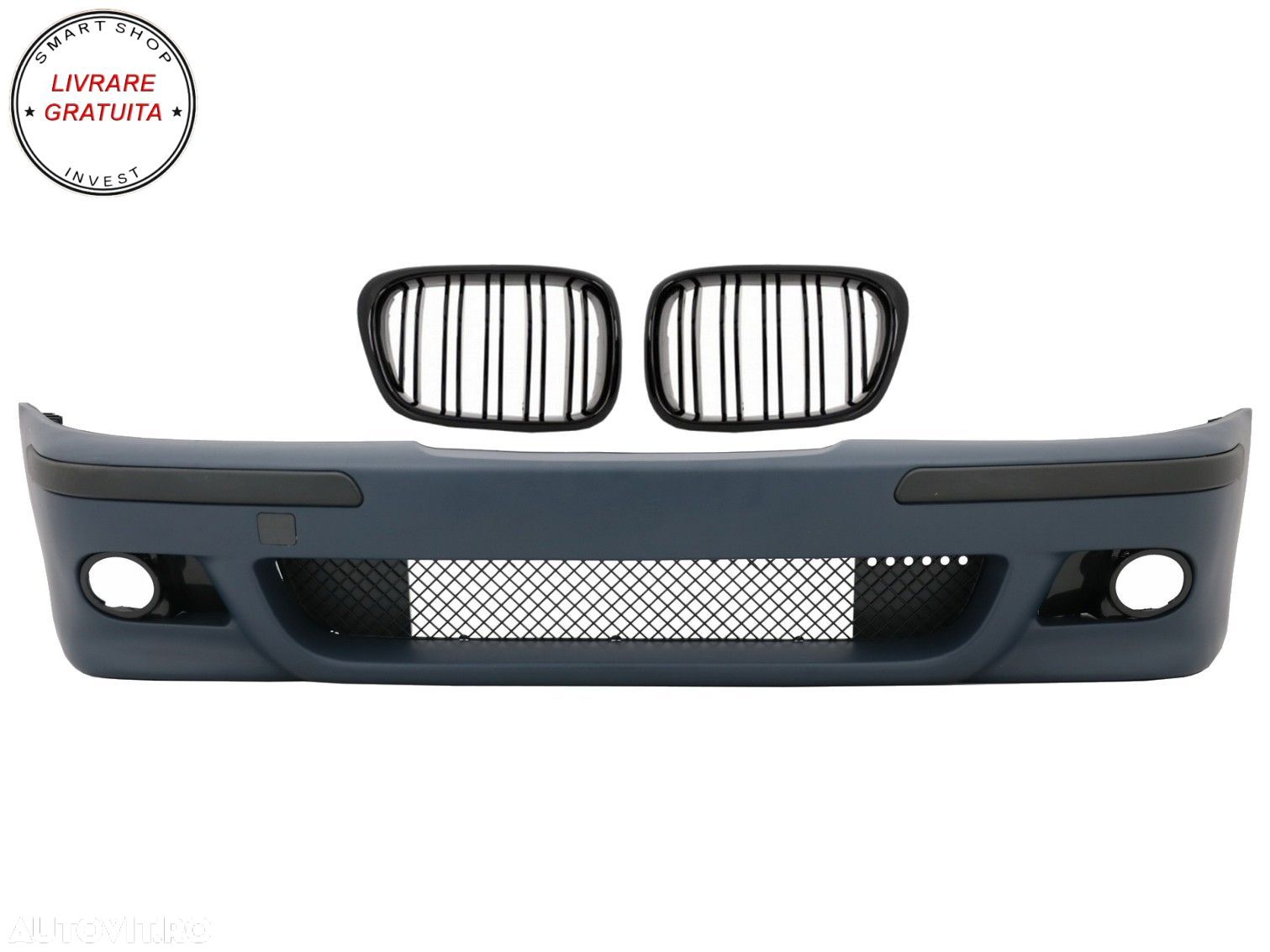 Bara Fata cu Grile Centrale Negru Lucios BMW Seria 5 E39 (1995-2003) M5 Design- livrare gratuita - 1