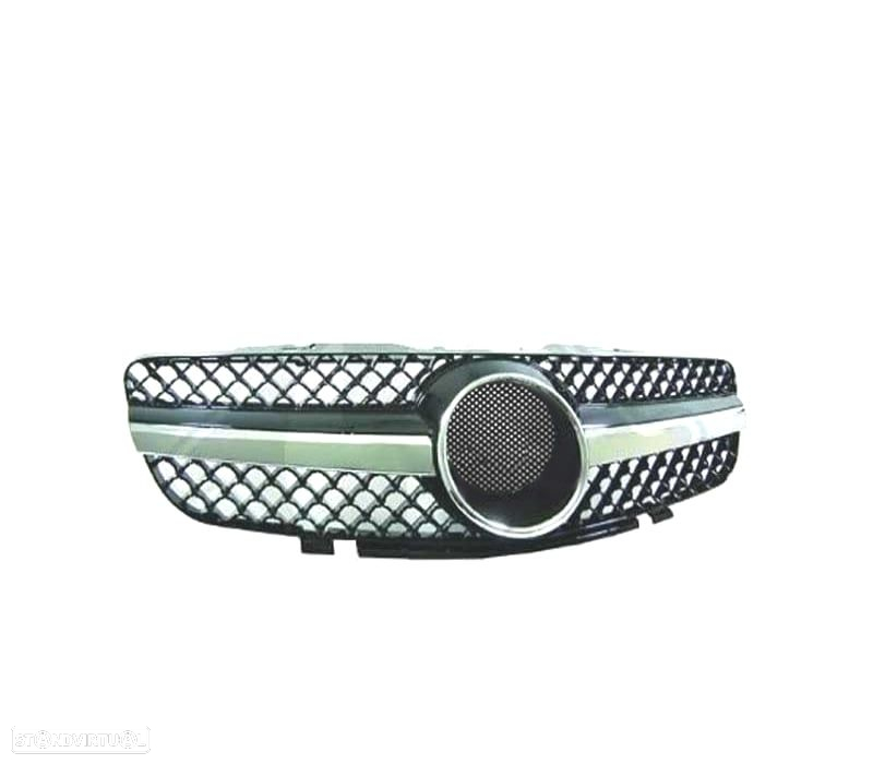 GRELHA FRONTAL MERCEDES SL R230 01-08 LOOK SPORT AMG CROMADA PRETA - 2