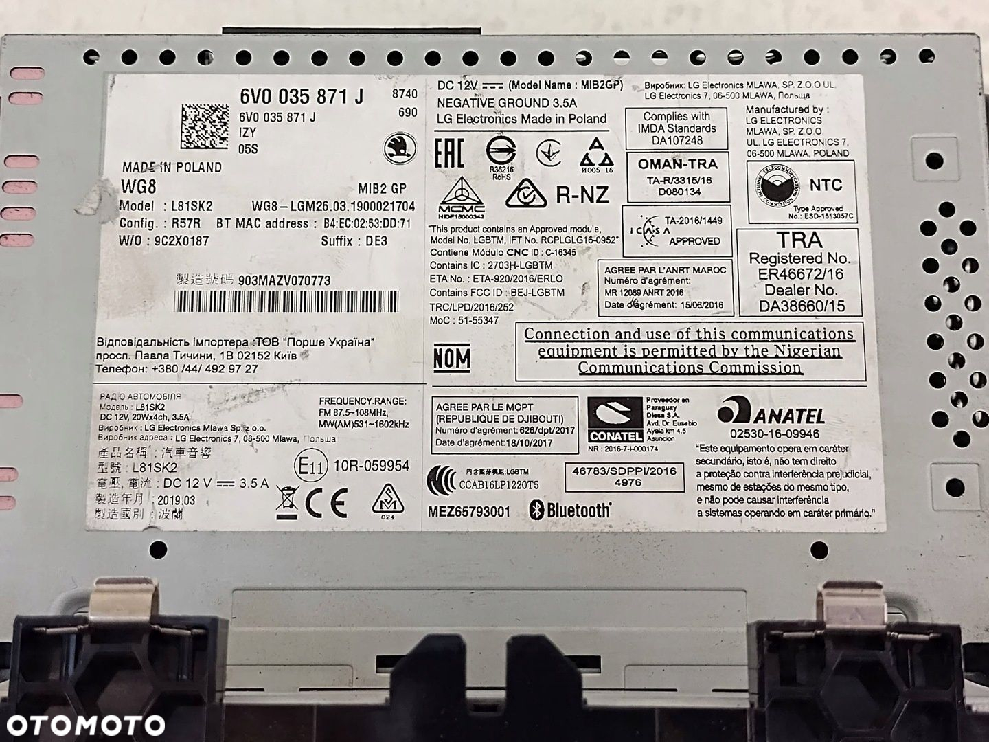 SKODA FABIA 2 III LIFT 18-21 RADIO WYŚWIETLACZ 6V0035871J - 7