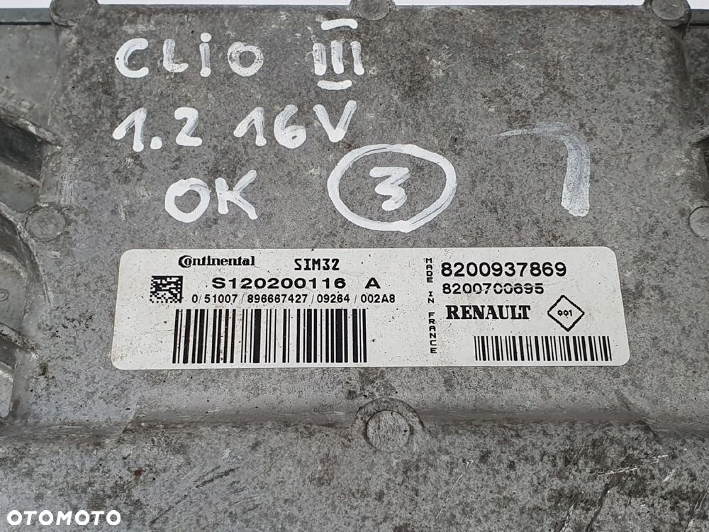 STEROWNIK SILNIKA Renault Clio III 1.2 16v Continental 8200937869 - 2