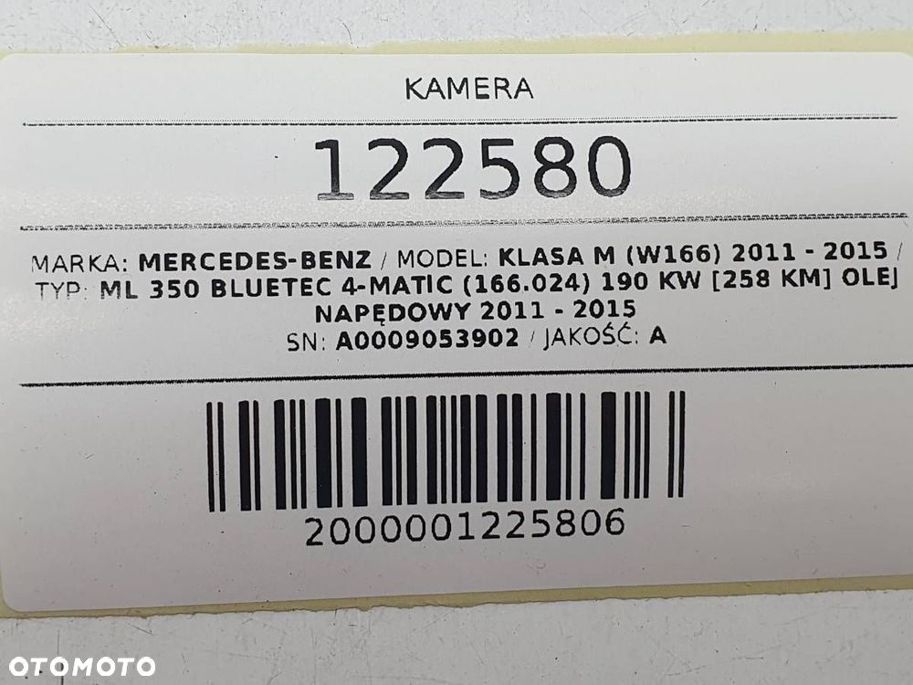KAMERA KOSZYK MOCOWANIE PRZÓD MERCEDES W166 ML A0009053902 - 6