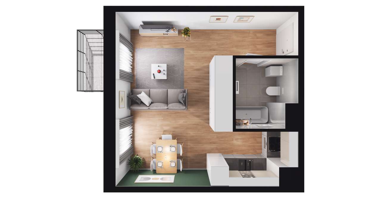 1-pokojowe mieszkanie 34m2 + balkon Bezpośrednio - Pełny obrazek: 2/14