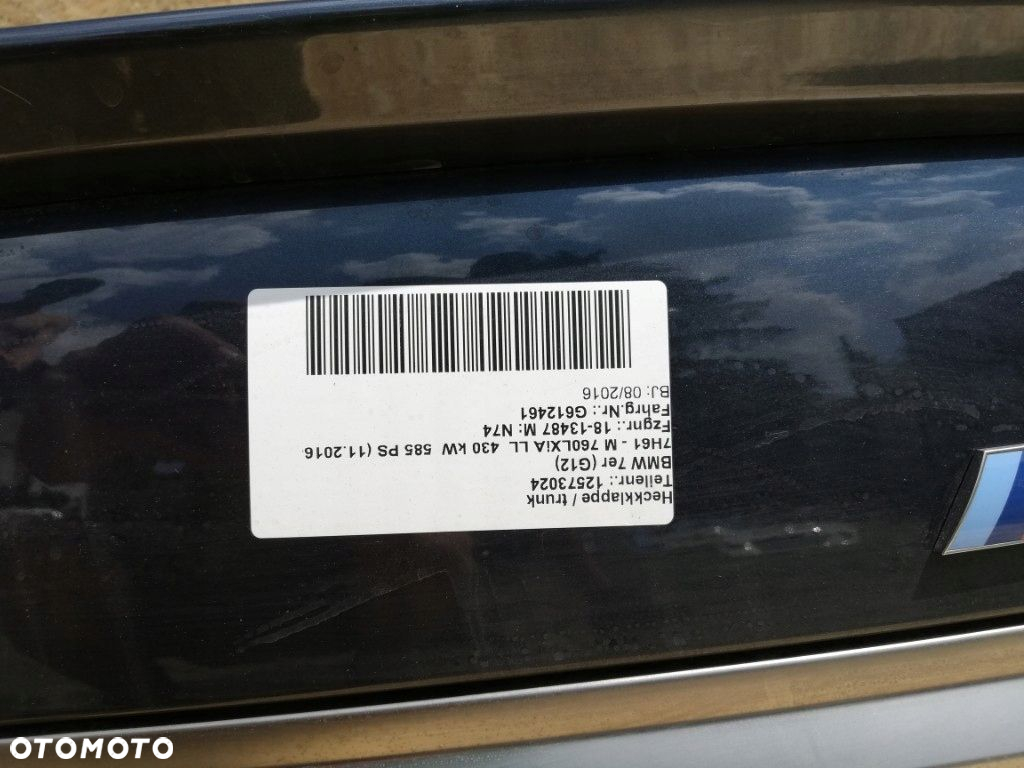 KLAPA TYŁ LAMPY TYŁ BMW 7 G11 G12 SINGAPUR B4 - 4