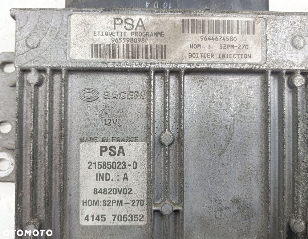 KOMPUTER SILNIKA STEROWNIK CITROEN XSARA PICASSO 9655980980 / 9644674580 - 3