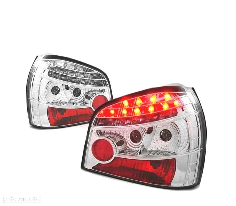 FAROLINS TRASEIROS LED AUDI A3 8L 96-00 CROMADO - 1