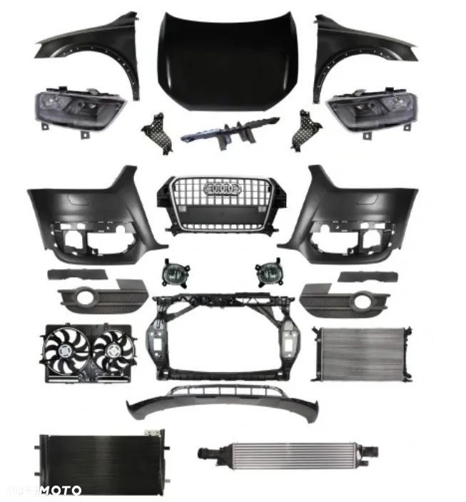 AUDI Q3 11-16 KOMPLETNY PRZÓD W DOWOLNY KOLOR:  PRZÓD MASKA BŁOTNIK ZDERZAK LAMPA - 1