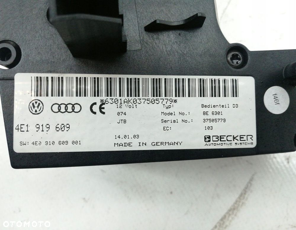 PANEL STEROWANIA RADIEM AUDI A8 D3 4.2 4E0910609001 - 4