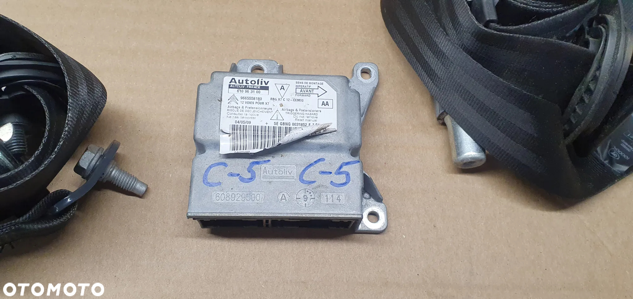 Konsola poduszki pasy AIRBAG  sensor zestaw naprawczy Citroen C5 III - 8