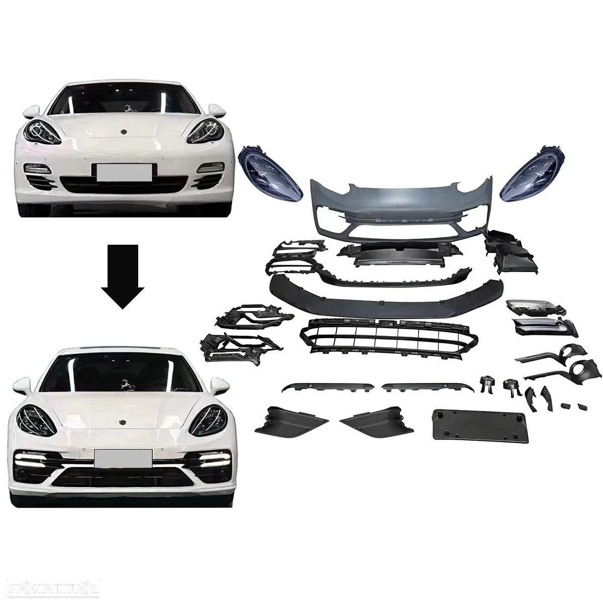 Para-choques + Faróis Porsche Panamera 970 (2010 a 2013) Look 971 Turbo GTS - 1