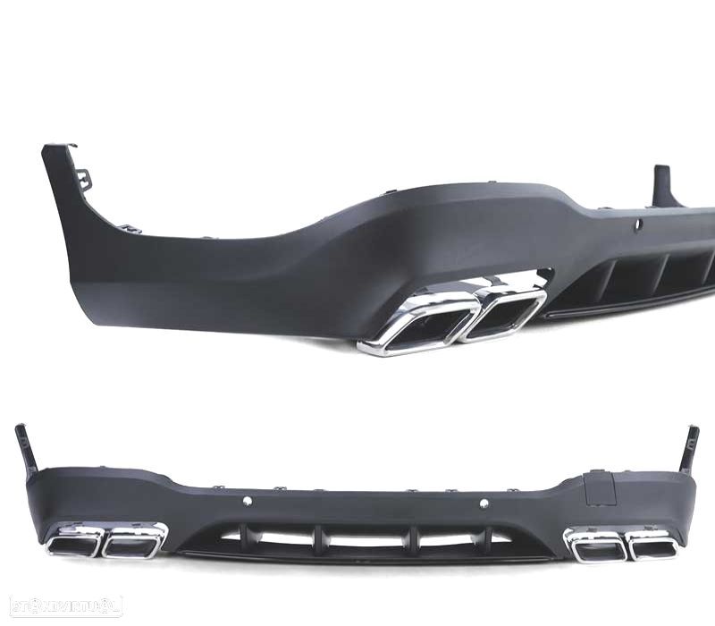 DIFUSOR MERCEDES GLC X253 15-18 LOOK AMG GLC63 PDC + PONTEIRAS ESCAPE CROMADAS - 4