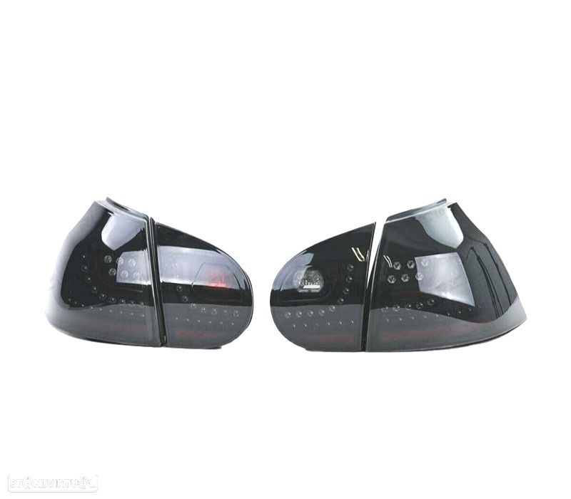 FAROLINS TRASEIROS LED VW GOLF 5 MK5 03-08 PRETO FUMADO - 1
