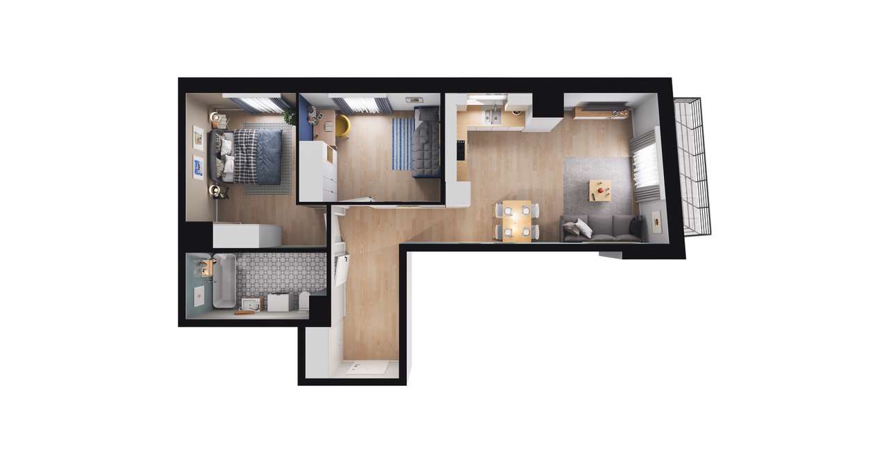 3-pokojowe mieszkanie 57m2 + balkon - Pełny obrazek: 2/23
