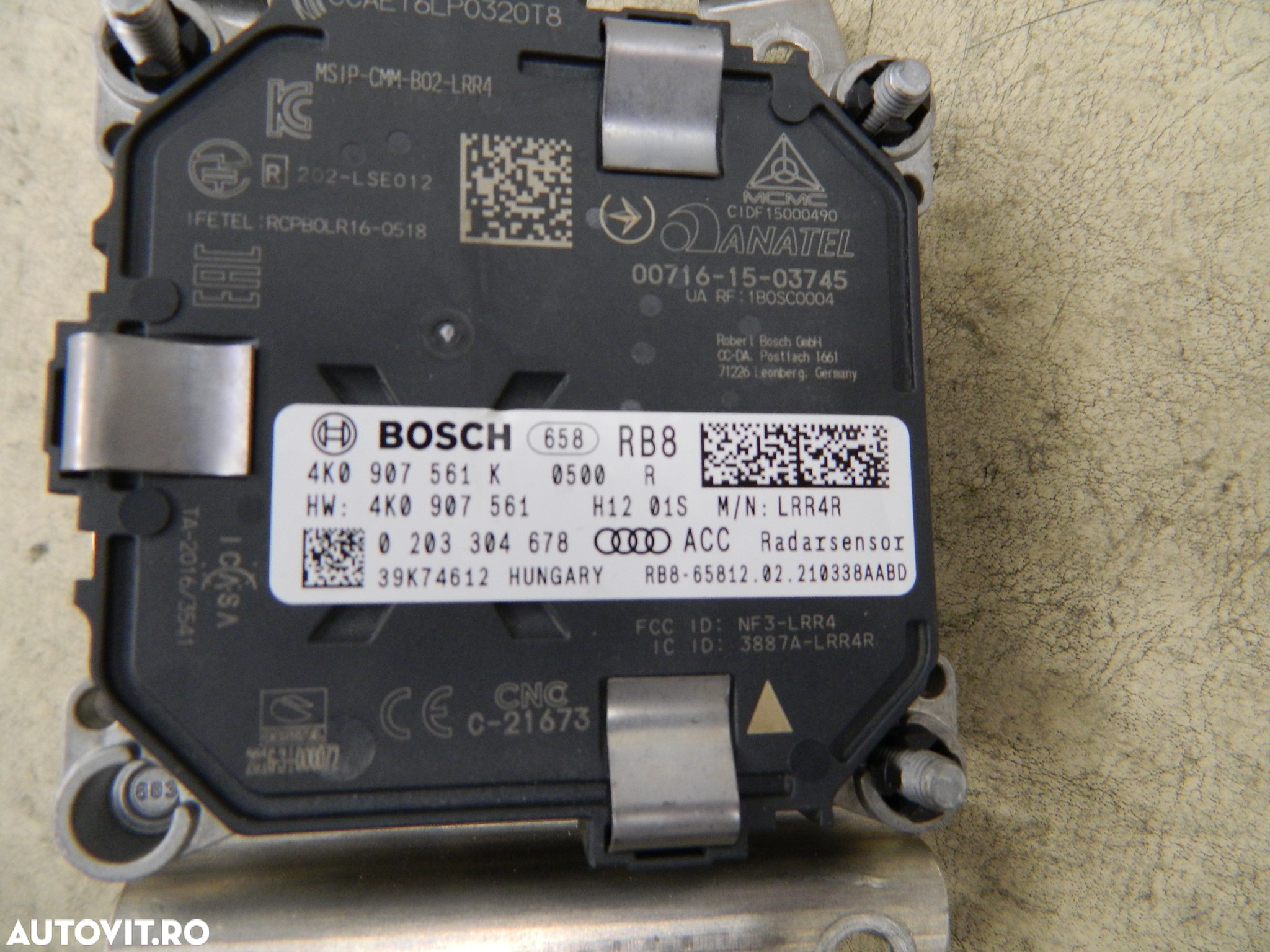 Senzor radar, distronic, ACC, Audi A6, A7, A8, Q7, 2018, 2019, 2020, 2021, 2022, 4K0907561K. - 2