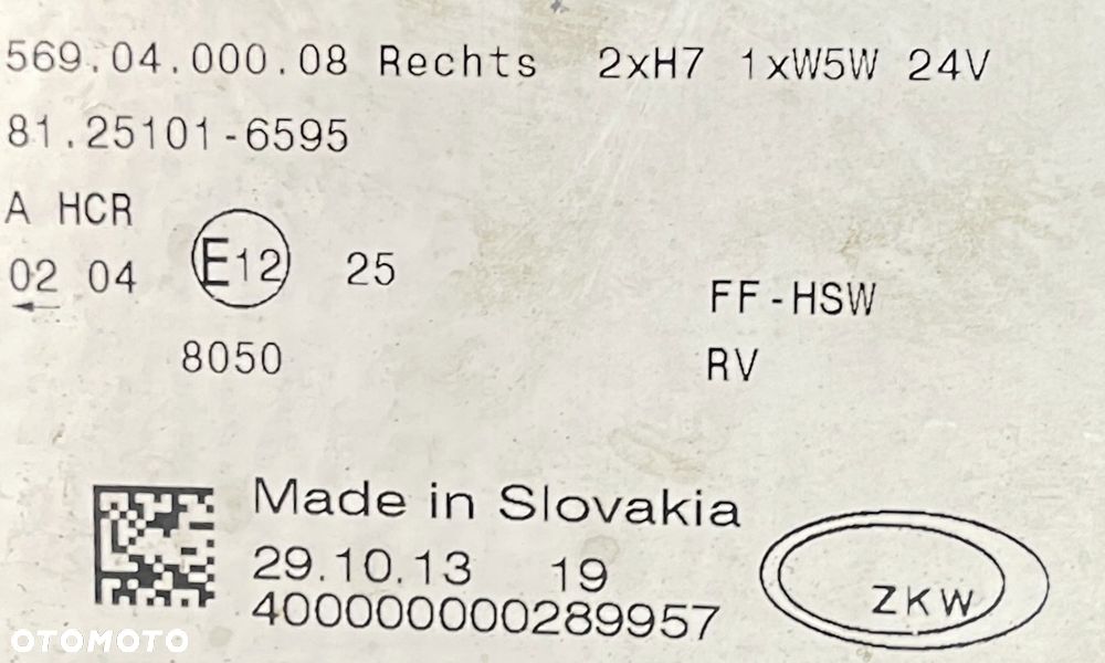 MAN TGS TGX LIONS CITY LAMPA REFLEKTOR PRAWA PRZÓD 81251016595 29.10.19 - 4