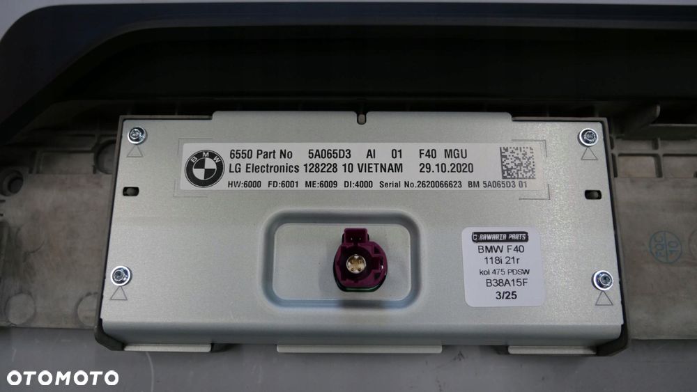 bmw f40 f44 monitor ekran radia nawigacji wyświetlacz 5a065d3 10,25" - 8