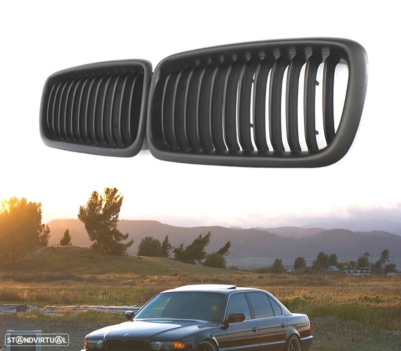 GRELHAS FRONTAIS BMW E38 99-01 LOOK M PRETO MATE - 1