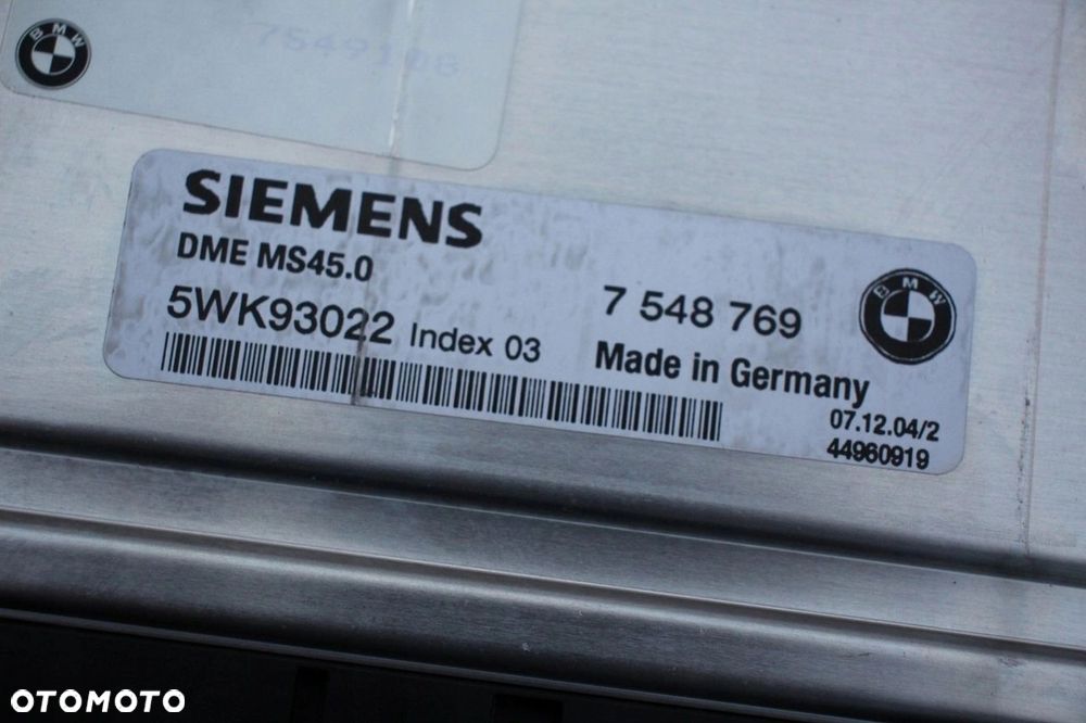 Komputer sterownik silnika zestaw startowy BMW M54 MS45 7548769 x3 z4 e60 - 6