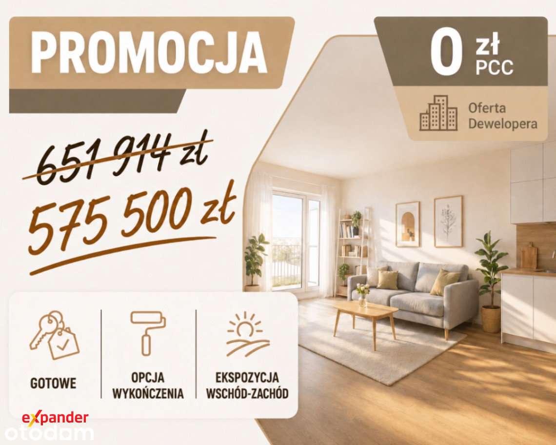 3 pokoje 57 m² z 2 balkonami – gotowe z opcją wykończenia pod klucz