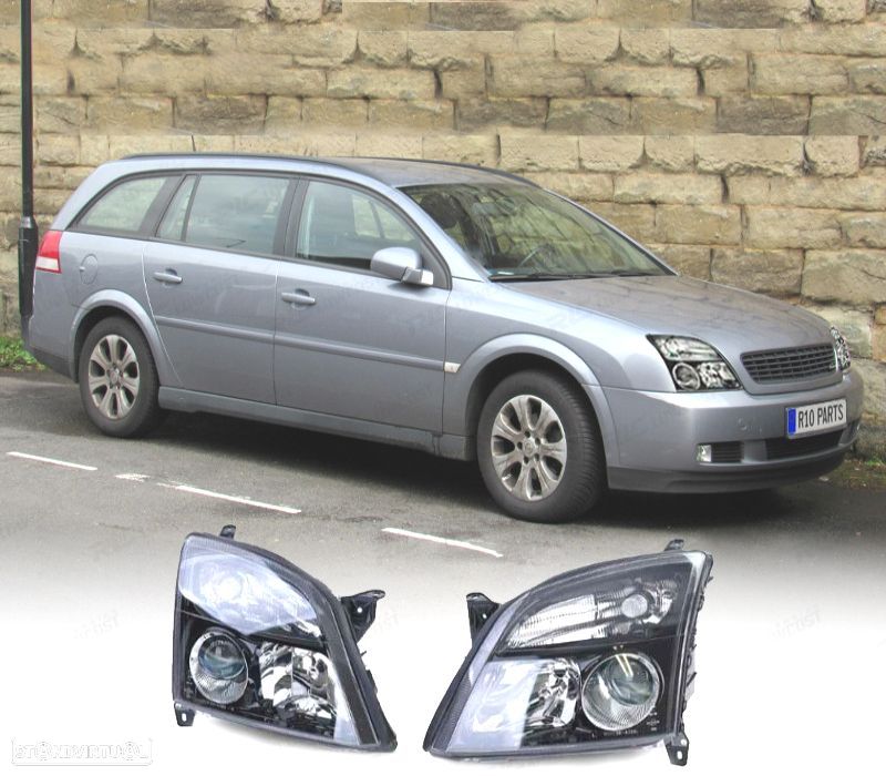FARÓIS OPEL VECTRA C 02-05 SIGNUM 03-05 FUNDO NEGRO - 2