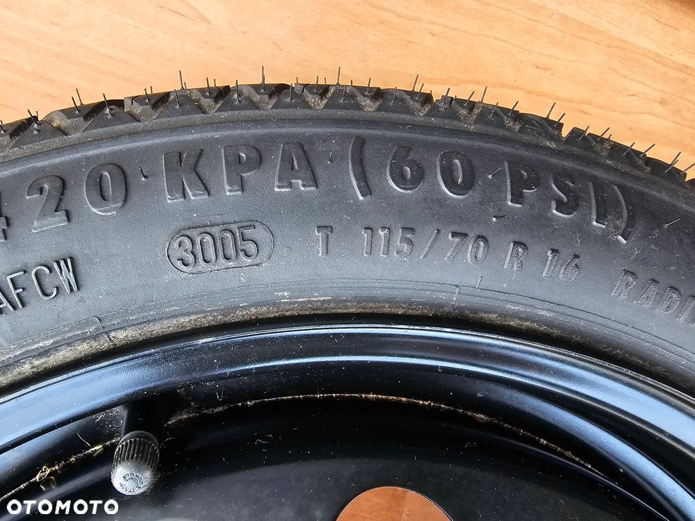 KOŁO DOJAZDOWE ZAPASOWE ZESTAW NAPRAWCZY OPEL ASTRA G H MERIVA A CORSA D 4X100 16 CALI ET37 115/70/16 - 3