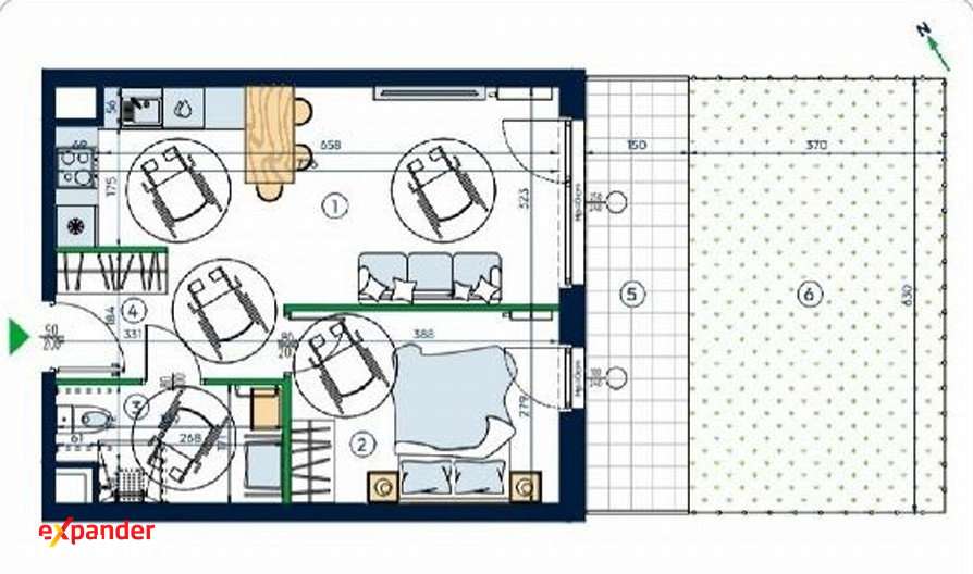 2 pokoje 42 m2 na parterze + ogródek