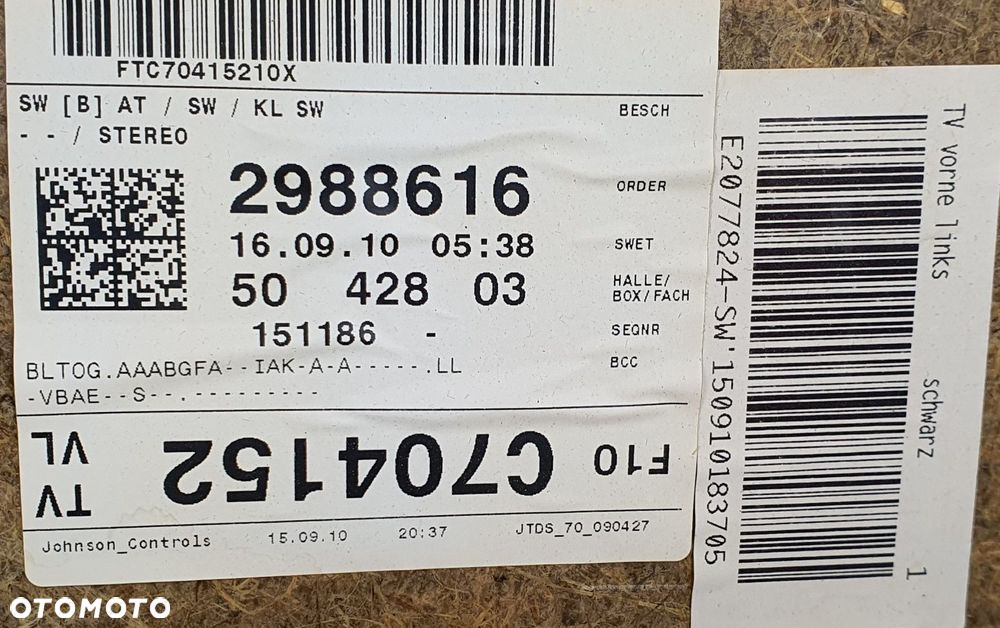 TAPICERKA BOCZEK DRZWI LEWY PRZÓD BMW 5 F10 EUROPA - 7