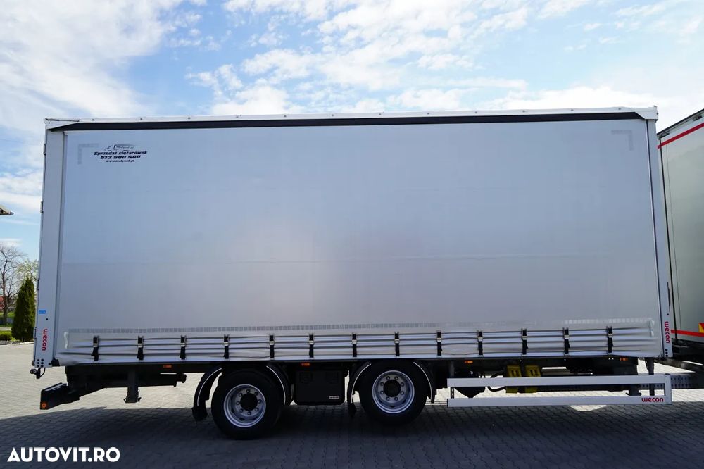 DAF XF 480 / CUPLAJ TANDEM / SSC / MEGA / PUNȚĂ RIDICATĂ / I-PARK COOL / ȘINGURI PENTRU STICLE / REMORCA WECON - 7,70 M / - 16