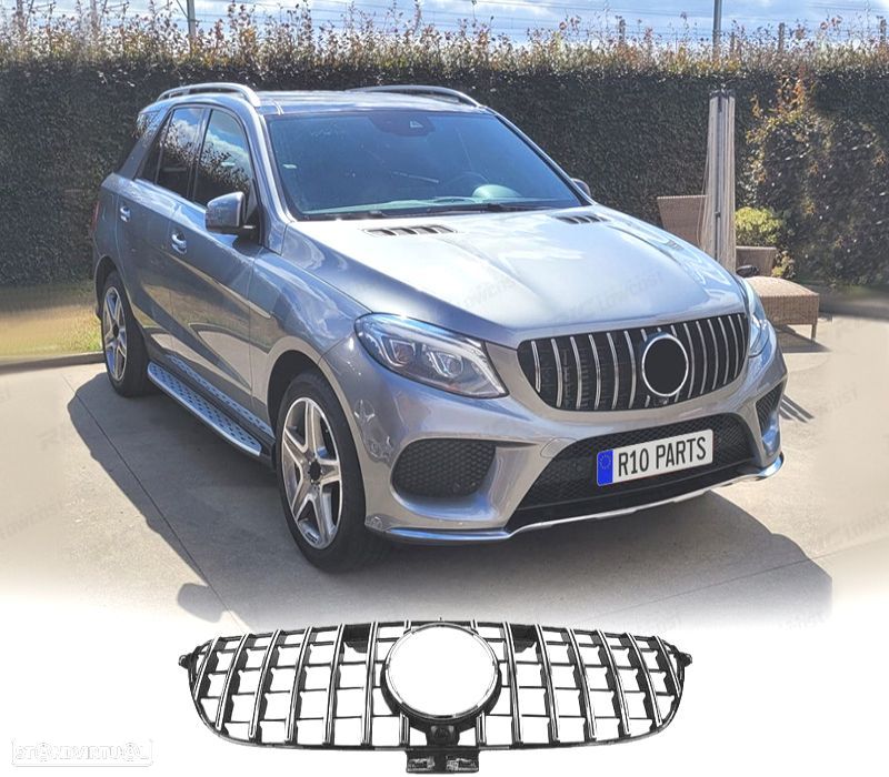 GRELHA FRONTAL MERCEDES ML W166 15- LOOK AMG GT CROMADA - 1