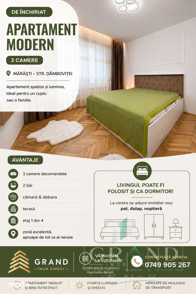 Apartament 3 Camere Decomandate | 2 Bai | Debara | Terasa | Marasti/Da — fotografia 1