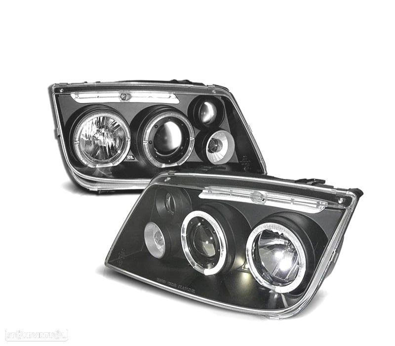 FARÓIS ANGEL EYES VOLKSWAGEN VW BORA 98-05 FUNDO PRETO - 1