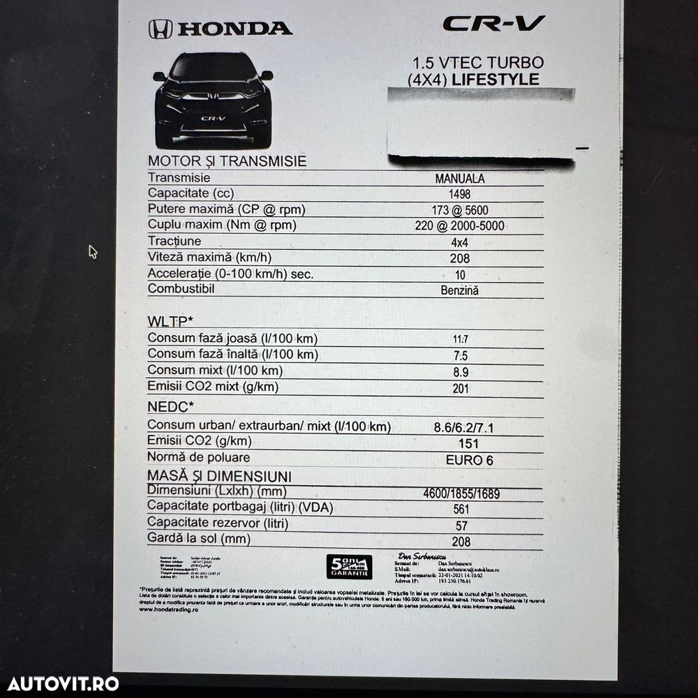 Honda CR-V 1.5 VTEC Turbo 4WD 6MT Lifestyle - 12