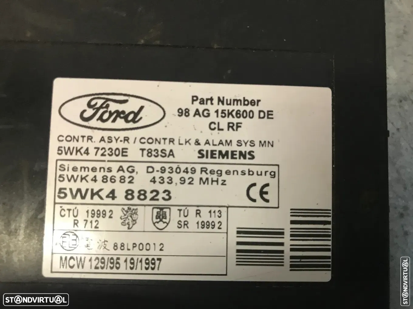 MODULO DO FECHO CENTRAL FORD FOCUS MK1 98-03 98AG-15K600-DE - 2