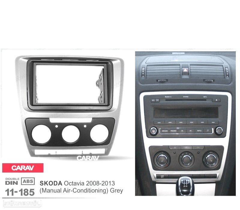 MOLDURA ADAPTADOR CINZENTA PARA RADIO 2-DIN PARA SKODA OCTAVIA 08-13 CON AIRE ACONDICIONADO MANUAL - 5