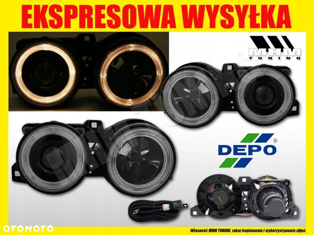 Reflektory Lampy kpl Ringi Angel Eyes Tuning Black Czarne Bmw 3 e30 82-94 - 3