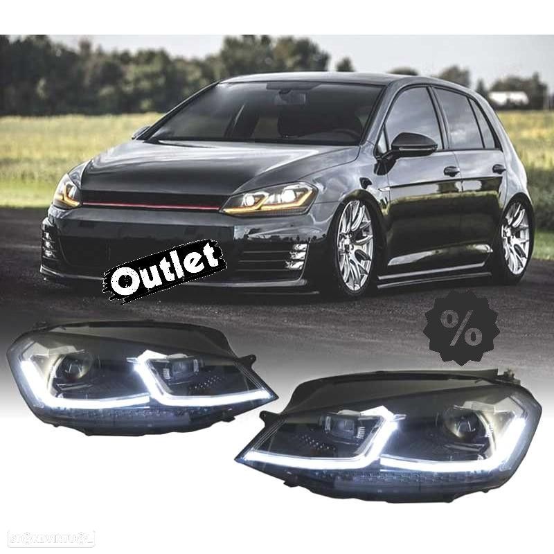 R012837C5 FAROIS VOLKSWAGEN VW GOLF 7 12-17 DRL DINAMICOS PRETO LOOK 7.5 R LINE - 1