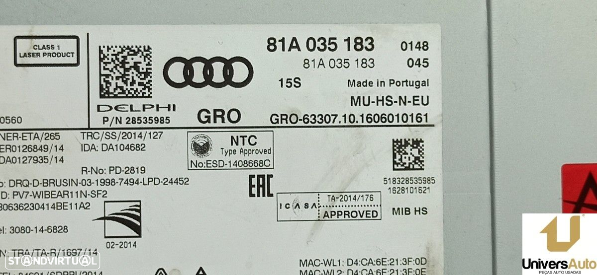 SISTEMA NAVEGAÇÃO GPS AUDI A3 SPORTBACK (8VF) BASIC - 4