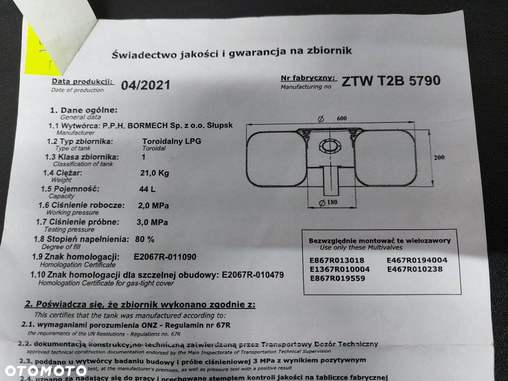 BUTLA GAZOWA LPG 44L 2031R W KOŁO PAPIER + ZAWÓR - 2