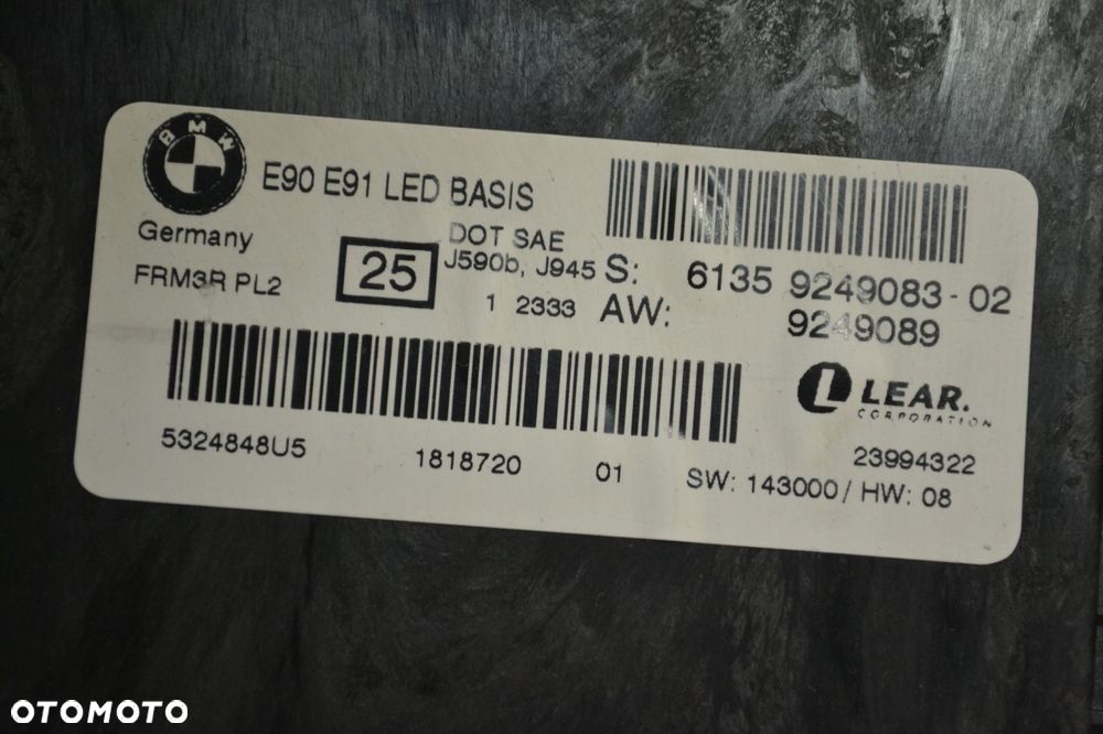 MODUŁ STEROWNIK ŚWIATEŁ PL2 FRM3R BMW 3 E90 E91 LED 9249083 9249089 - 5