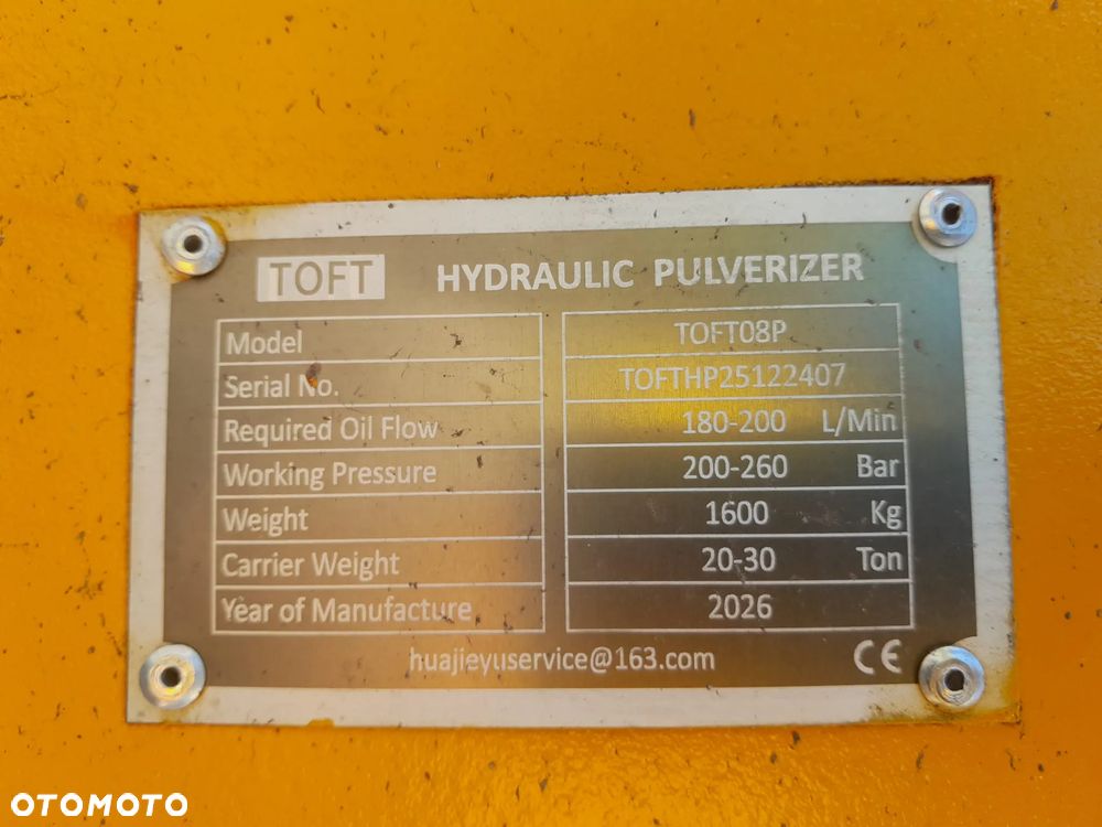 NOWE!!! Hydrauliczne nożyce , tnąco kruszące, wyburzeniowe, nieobrotowe Toft, 1600kg. - 10