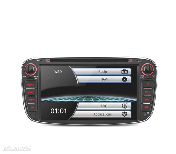 AUTO RADIO 2DIN 7" PARA FORD REDONDO COR PRETO USB GPS TACTIL HD