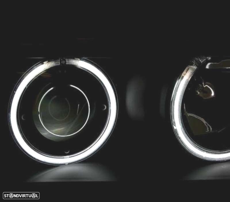 FARÓIS FRENTE ANGEL EYES CCFL PARA BMW SERIE 3 E36 COUPE + CABRIO 92-99 FUNDO PRETO - 2