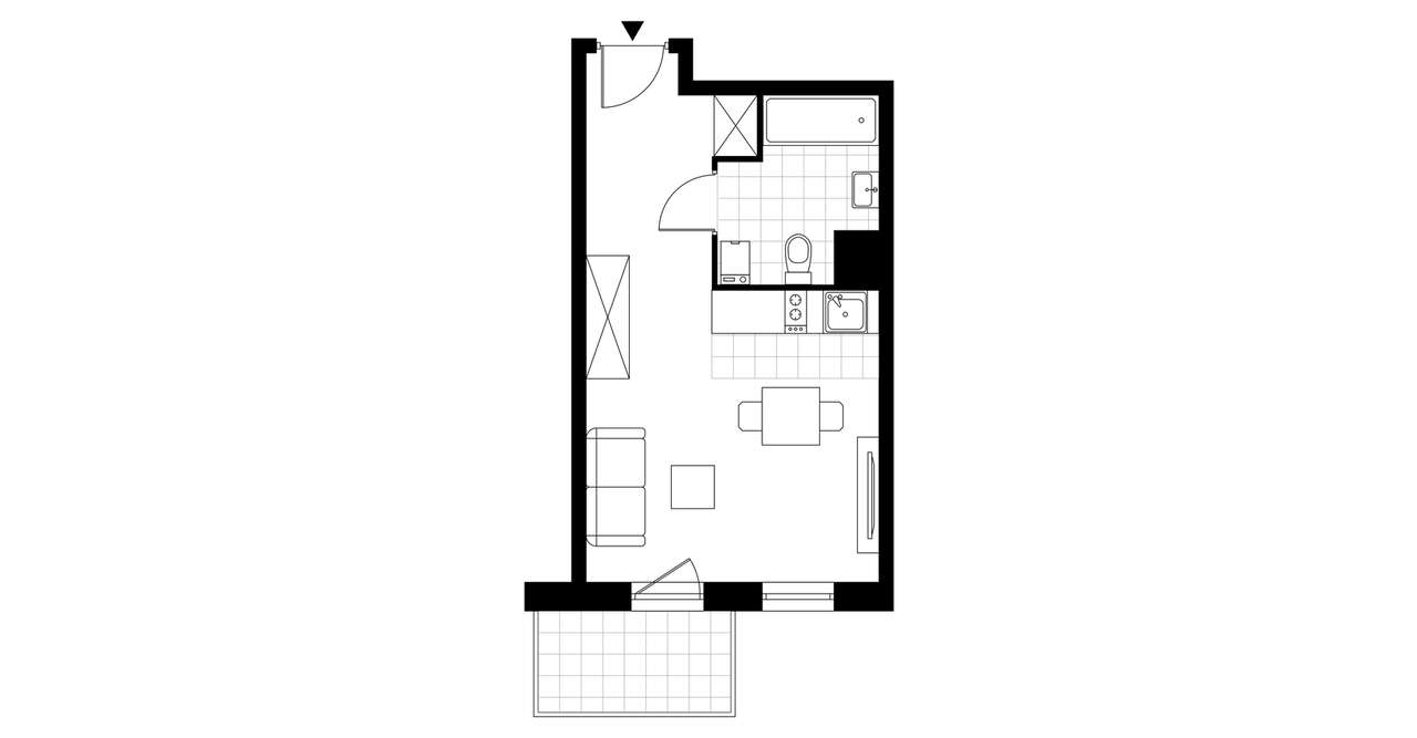 1-pokojowe mieszkanie 26m2 + balkon - Pełny obrazek: 4/13