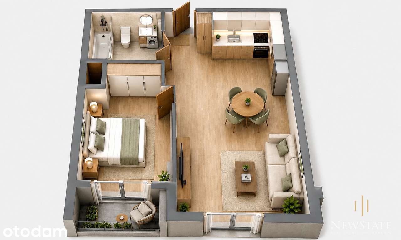 Narożne mieszkanie | 2 POKOJE 36,86 m² | Bez PCC
