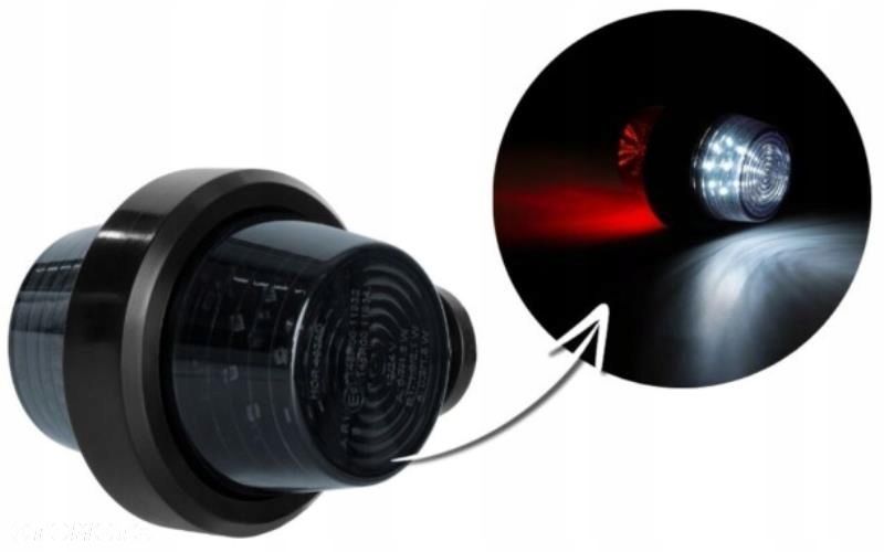 LAMPA OBRYSOWA LED OLD SCHOOL KRÓTKA BIAŁO - CZERWONA 12/24V UNIWERSALNA - 1